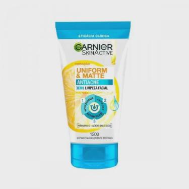 Imagem de Gel de limpeza antiacne garnier 3 em 1 uniform & matte 120G