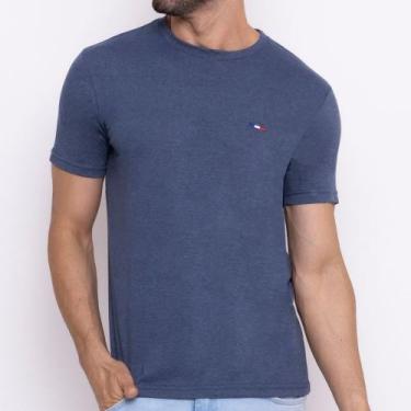 Imagem de Camiseta França Premium Básica Alta Costura Masculina - FMF, Azul cian