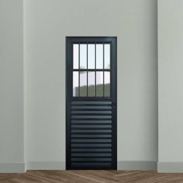 Imagem de Porta de Aluminio Postigo Social 210x70cm Linha Plus Lux-esquadrias Preto