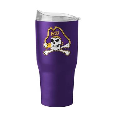 Imagem de Logo Brands Copo de aço inoxidável NCAA East Carolina Pirates 850 g com revestimento em pó - isolado, mantém as bebidas quentes/frias por horas, tampa deslizante de lábio alto