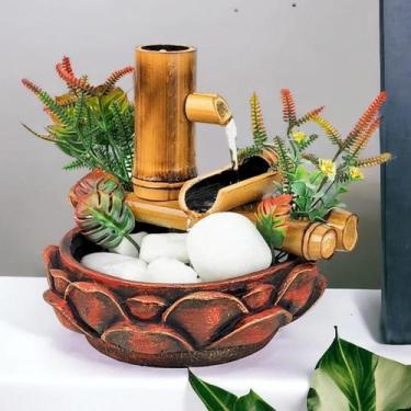 Imagem de Fonte De Agua Cascata 2 quedas Bambu Flor Lotus Decoracao - NoBrand, V