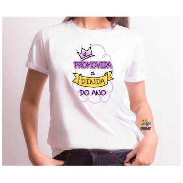 Imagem de Camiseta Adulto Promovida a DINDA do Ano Est. Lilás  - Chá de Bebê Rev