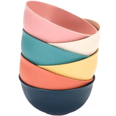 Imagem de Conjunto de 6 tigelas inquebráveis de cereais de palha de trigo, 680 g, seguras para micro-ondas e lava-louças, conjuntos leves de tigela de sopa e salada, tigelas de sobremesa reutilizáveis para