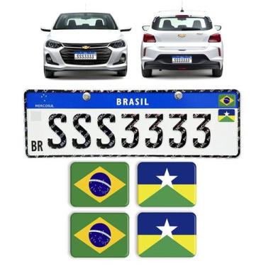 Imagem de Adesivo Bandeira Brasil e Rondônia Placa Nova Carro Resinado - SPORTIN