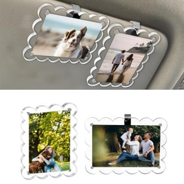 Imagem de CARFIB 2 peças de porta-retratos de carro com clipe magnético para viseira de sol Polaroid, exibição segura, universal, acrílico