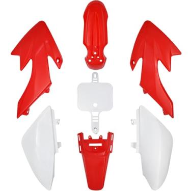 Imagem de HOOTO Kit De Plásticos Crf50, Ssr 125 Compatível Com Honda Crf50 Xr50 Sdg 107 110 Pit Dirt Bike, Para-Lamas Vermelho E Branco Carenagem Trabalho Parafuso