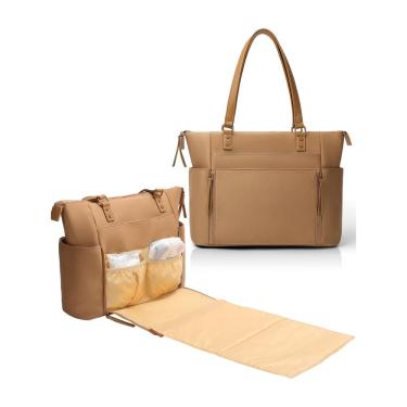 Imagem de Bolsa de fraldas MOMINSIDE, sacola/mochila de neoprene marrom com trocador