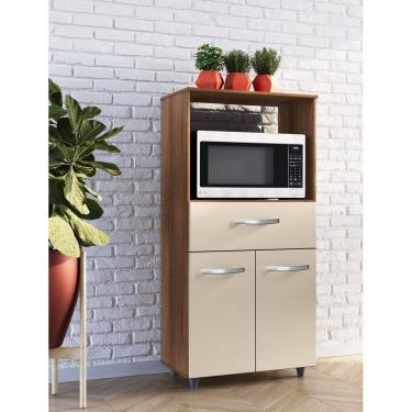 Imagem de Balcão Multiuso Luna 60cm Nicho para Forno 2 Portas 1 Gaveta - Savana/Off White Móblis