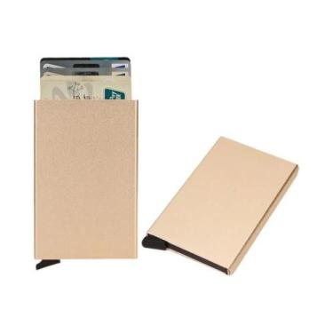 Imagem de Carteira Minimalista de Metal RFID para Homens - Porta Cartões Fino e 