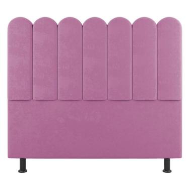 Imagem de Cabeceira Cama Box Solteiro Lana 90cm Suede Rosa - Abmaza