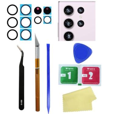 Imagem de Pacote com 2 lentes de vidro para câmera traseira Eaglewireless Galaxy S23 Ultra com kit de substituição de fita adesiva para Samsung Galaxy S23 Ultra 5G 2023