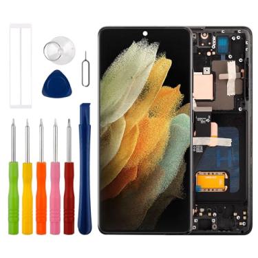 Imagem de [Suporta impressões digitais] [com moldura] Novo Duotipa OLED Display Touch Screen Digitalizador Substituição para Galaxy S21 Ultra 5G SM-G998 SM-G998B SM-G998U com kit de ferramentas de reparo