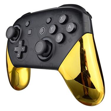 Imagem de Cabo de substituição eXtremeRate para controle Nintendo Switch Pro, capa de mão DIY para Nintendo Switch Pro – controle não incluído, Chrome Gold