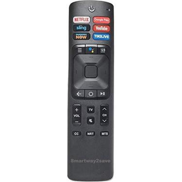 Imagem de Smartway2save Controle remoto de comando de voz ERF3A69S, ERF3A69 compatível com Smart TV Hisense/Sharp com Google Play Netflix Sling Tikilive Fandango Now YouTube ERF3B69S ERF3B69 ERF3R69H ERF3I69H