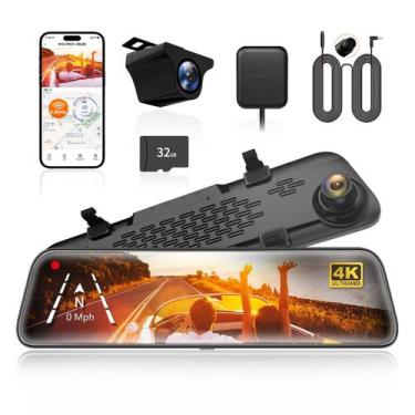 Imagem de Mirror Dash Cam WOLFBOX G840S 12 4K com cabo traseiro de 10 m