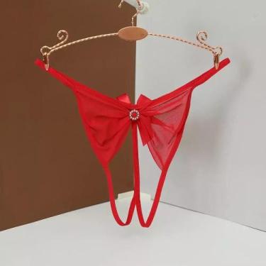 Imagem de Calcinha de Renda Transparente com Abertura ElaShopp, Vermelho