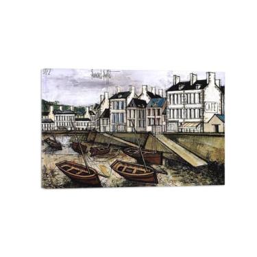 Imagem de Bernaard Bufffet Pinturas famosas decoração-Cais-Abstrato Impressão Lona Prontas para Pendurar 70x105cm27x41in Tela Embrulhada