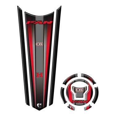 Imagem de Adesivo Faixa Gravata Tanque E Bocal Moto Resinado Fan Vermelho