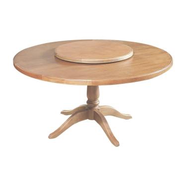 Imagem de Mesa De Jantar Redonda 1,60M Com Prato Giratório Amélia - Natural - Bege