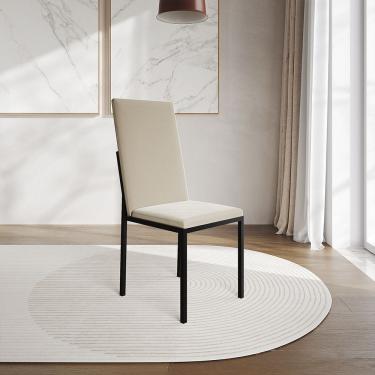 Imagem de Cadeira De Jantar Estofada Mônaco Premium Bege - Cor: Preto