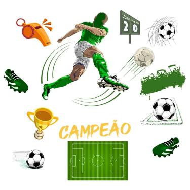 Imagem de Adesivo De Parede Futebol Decorativo Para Quarto E Sala Titulos Verde