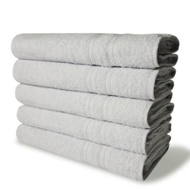 Imagem de Kit 5 Toalhas De Banho 430g/m² Grande Grossa 80x150cm Itália Soft Branca