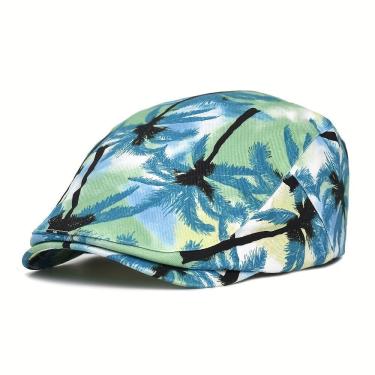 Imagem de Boina Casual De Algodão , Estampa Tropical, Boné Fashion Para Todas As Estações Azul