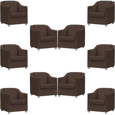 Imagem de Kit 10 Poltronas Mila Corino Cores Pé De Plástico Cromado - Marrom Corino