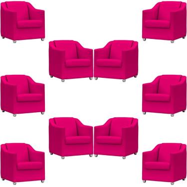 Imagem de Kit 10 Poltronas Mila Corino Cores Pé De Plástico Cromado - Pink Corino