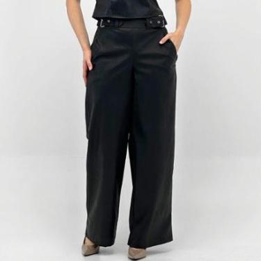 Imagem de Calça Pacific Blue Wide Leg em P.u com Cinto Feminina-Feminino