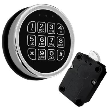 Imagem de LEMOORE Substituição De Fechadura Cofre Para Armas, Teclado Eletrônico Cromado Com Trava Acesso Por Cabo Fita 14 Polegadas, Conjunto Completo Acessórios