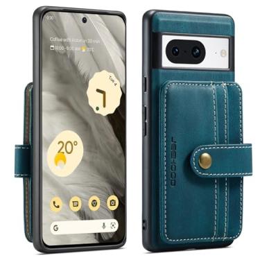 Imagem de Capa tipo carteira com porta-cartão para Google Pixel 8, capa de couro 2 em 1 destacável, capa à prova de choque com bloqueio de RFID e carregamento sem fio para Google Pixel 8(Blue)