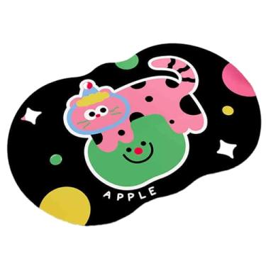 Imagem de YUNZLAN Tapetes de banho antiderrapantes tapetes absorventes 50 x 78 cm fofo rosto de desenho animado capacho de cozinha macio lavável tapete de banho - gato preto