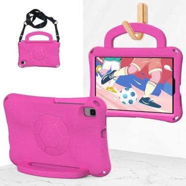 Imagem de Compatível com Samsung Galaxy Tab A9 8,7 polegadas modelo 2023 (SM-X110/SM-X115) Capa para tablet leve à prova de choque para crianças com alça e suporte(Rose Red)