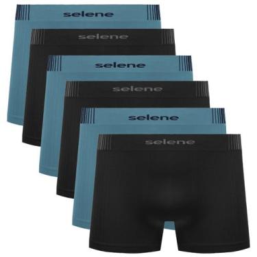 Imagem de Kit 6 Cueca Infantil Selene Sem Costura e Leve Respirável, Preto e azu