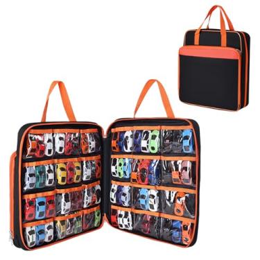 Imagem de Bolsa de armazenamento de carro de brinquedo compatível com Hot Wheels, bolsa portátil de armazenamento de brinquedos para carros de brinquedo em escala 1/64, carros com caixa de fósforos, bonecas