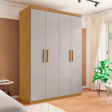 Imagem de Roupeiro 4 Portas e 3 Gavetas Palmas Naturalle Off White - CASA H