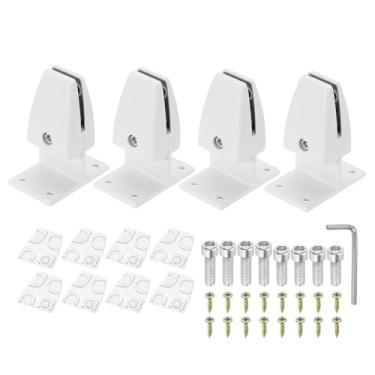 Imagem de PATIKIL Braçadeira de suporte para divisória de mesa de 7 x 4,3 x 9 cm, 4 peças de braçadeira de alumínio para divisória de mesa para painel de escritório e casa, branco fosco