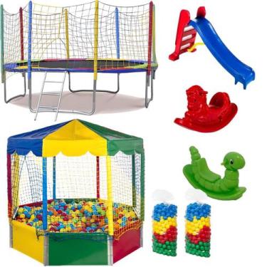 Imagem de Cama Elástica 3,05m Piscina de Bolinhas Oitavada 2m Com 1000 Bolinhas 