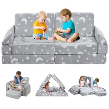 Imagem de ALIMORDEN 11Pcs Modular Toddler Couch, DIY Creative Foam Couch Play Set, Glow-in-The-Dark Flip Out Kids Sofa, Star