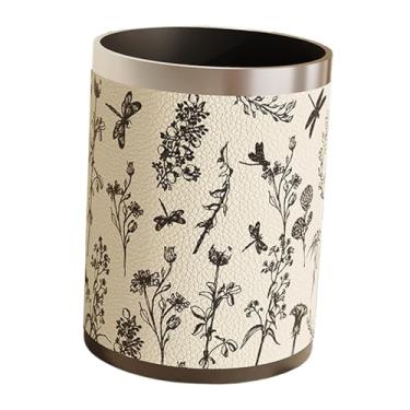 Imagem de YWJLQH Lixeira de couro PU, balde de lixo, cesto de lixo de grande capacidade, lixeira de banheiro para quarto, escritório, casa, estudo, penteadeira, Style E
