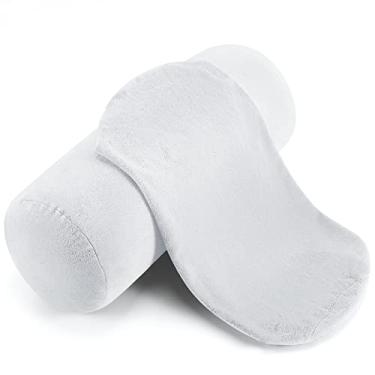 Imagem de Newwiee 2 peças de capa de almofada de rolo cervical de pescoço 43 x 18 cm capas de almofada redondas brancas com zíper cilíndrica fronha de almofada de pescoço cilíndrica para decoração de casa