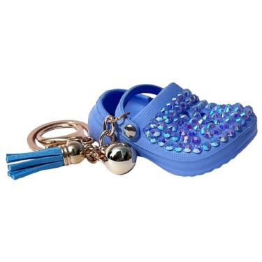 Imagem de MPK O chaveiro de mini furos DIY é um refúgio refrescante e de verão, tornando-o um presente exclusivo com pingente de chaveiro., Diamante azul (um único sapato), P