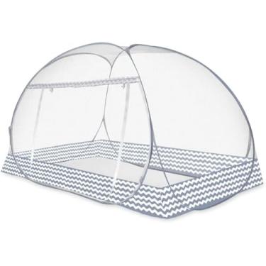 Imagem de MOSHAKALA Barraca de mosquiteiro pop-up instantânea para cama | Design de invólucro completo com malha ultrafina e moldura dobrável portátil | acampamento interno/externo, dossel para cama de viagem