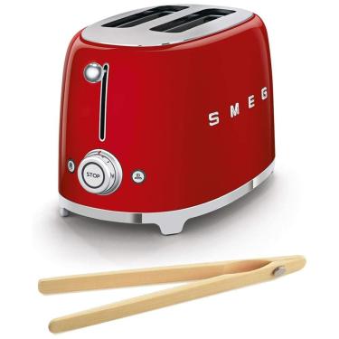 Imagem de Torradeira Smeg TSF01RDUS Retro Style anos 50 com Feixe de Bambu Vermelho 2 Fatias