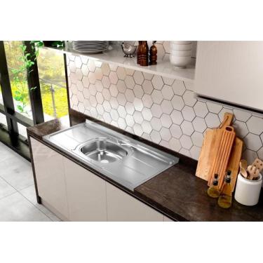 Imagem de Pia de Cozinha em Aço Inox de 120cmx53cm Concretada sem Válvula Plus 3