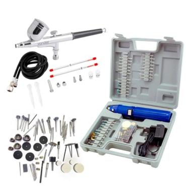 Imagem de Mini Micro Retifica Bivolt Elétrica Aerógrafo Pintura 73 Acessórios Maleta Profissional