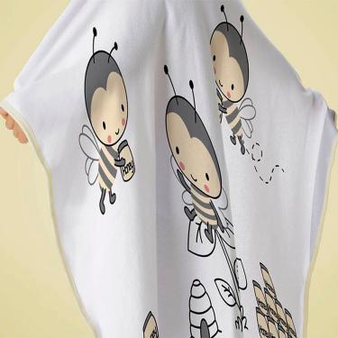 Imagem de Toalha De Banho Baby Tecebem Com Capuz Estampada Lili 70cmx90cm Branco