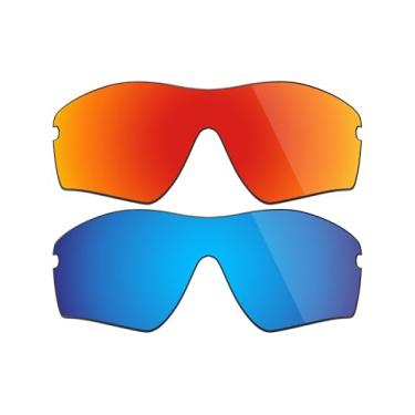 Imagem de Lentes de substituição polarizadas antiágua salgada Fiskr para óculos de sol Oakley Radar Path 2 pares embalados, Fire Red & Ice Blue, 0