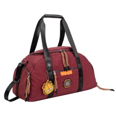 Imagem de Bolsa Mala de Mão e Transversal Garfield Espaçosa Esportiva Academia Trabalho Viagem (Vinho)